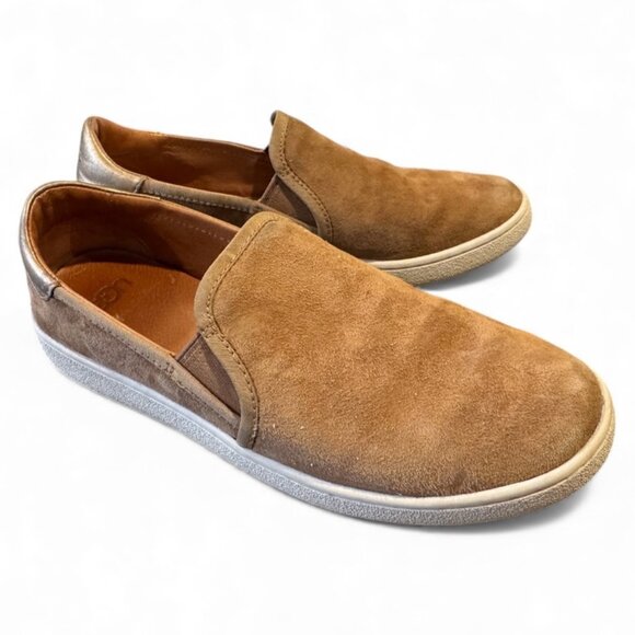 UGG Australia Jess Slip-On Suede Sneakers – Gold Tan – Women’s Size 8 – EUC - Picture 1 of 5
